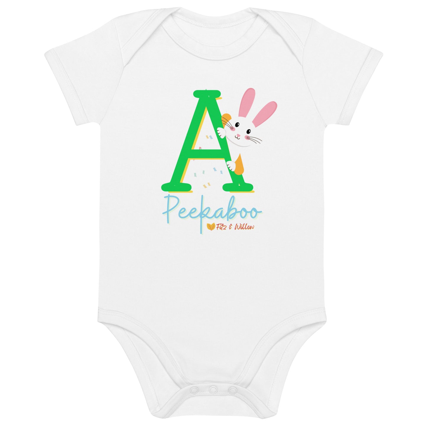 Organic cotton baby bodysuit, Letter A - Fitz & willow - Fitz & Willow