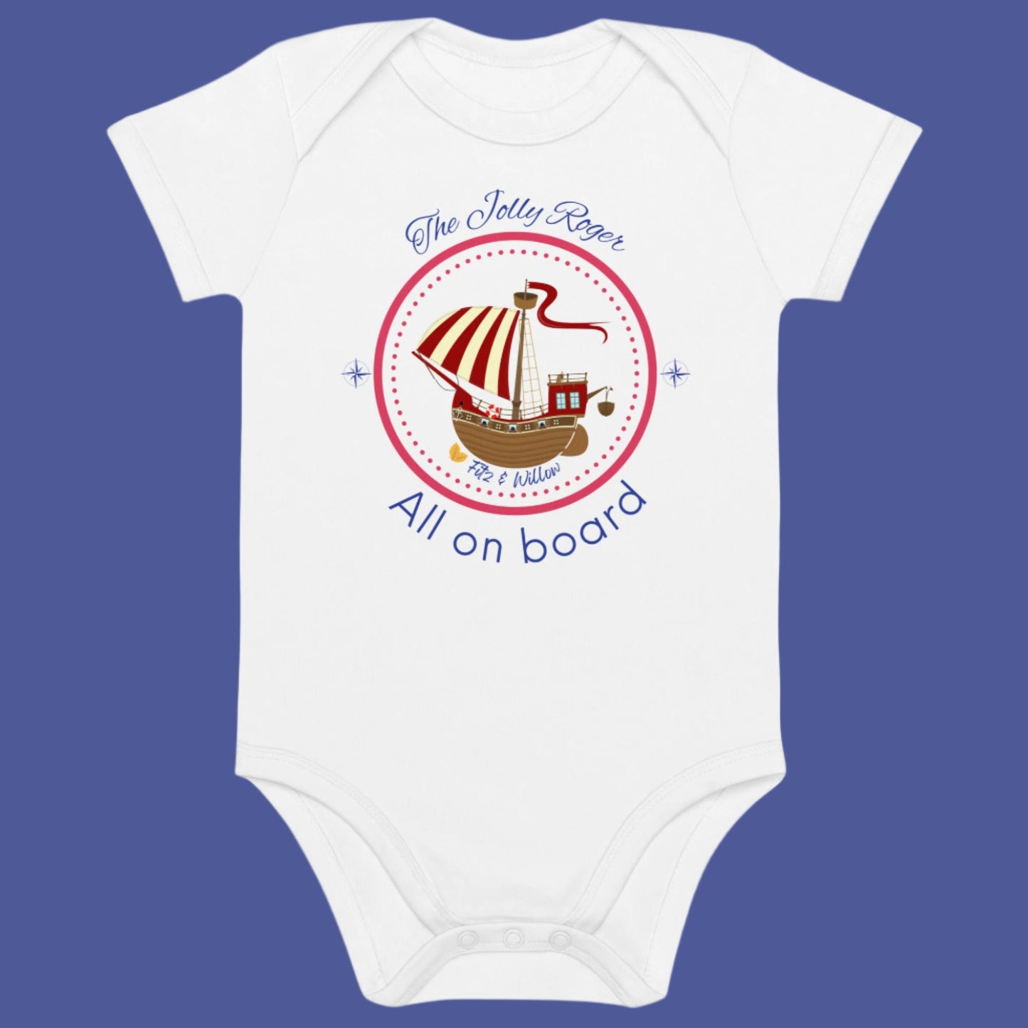 Organic cotton baby bodysuit, Pirates Ahoy - Fitz & Willow - Fitz & Willow