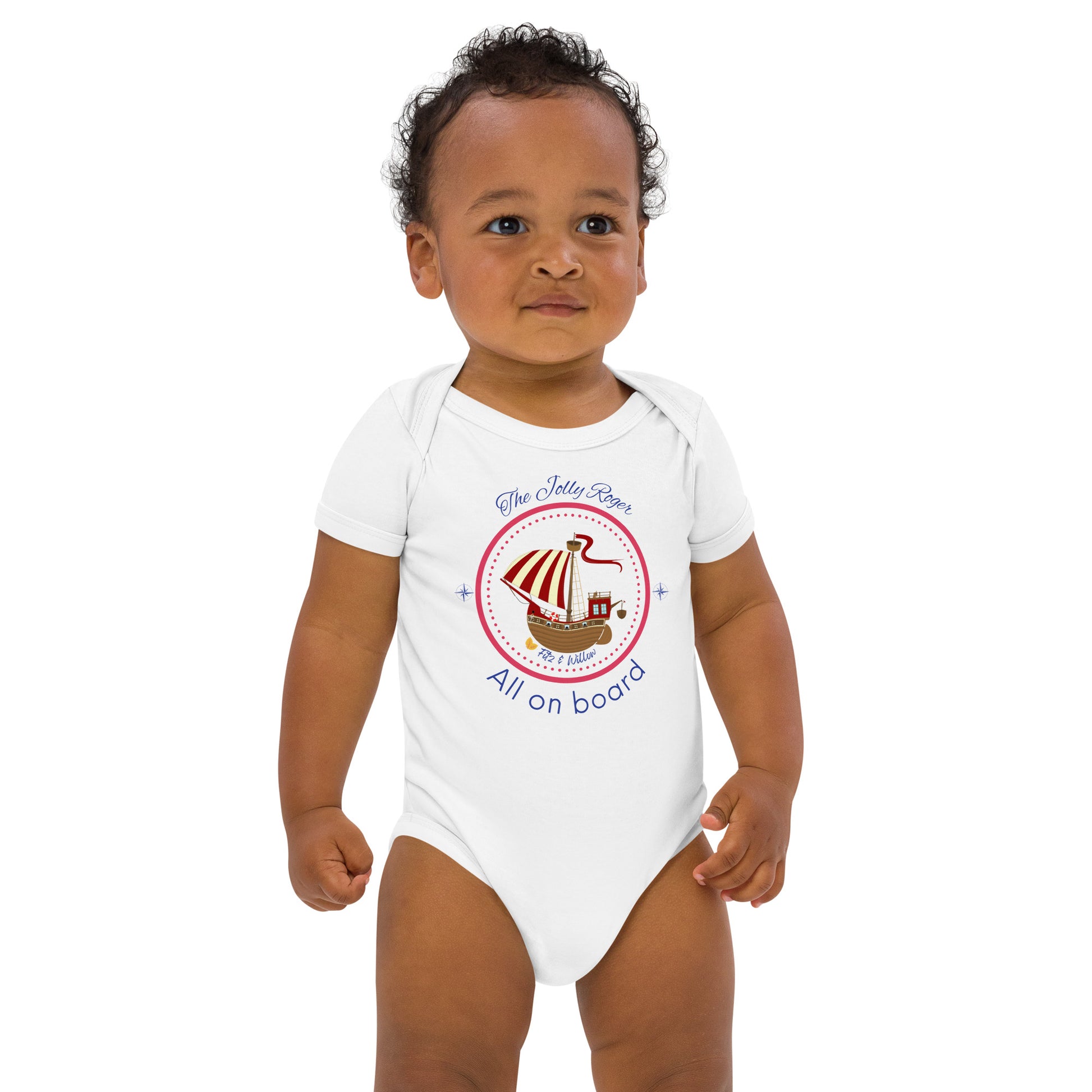 Organic cotton baby bodysuit, Pirates Ahoy - Fitz & Willow - Fitz & Willow