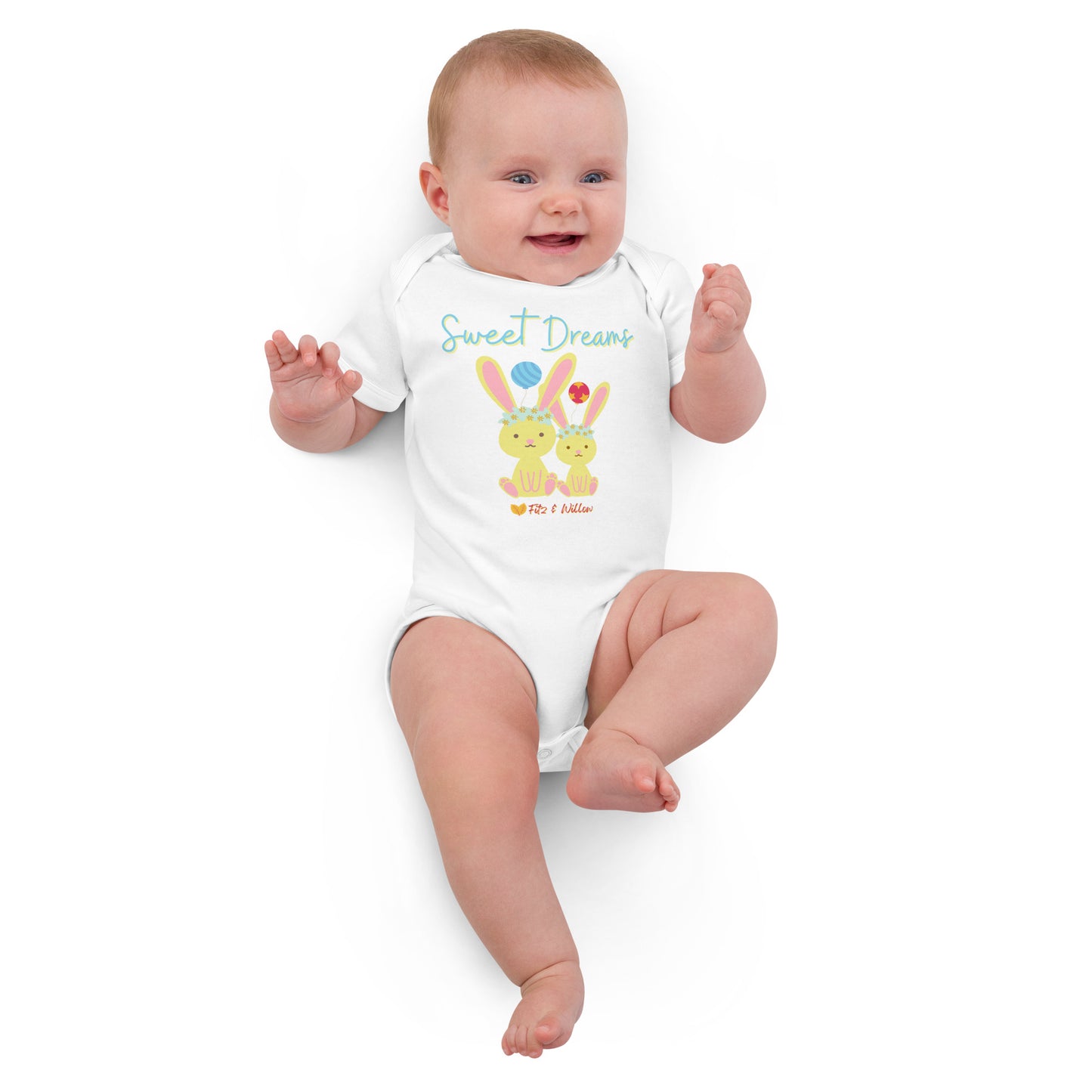 Organic cotton baby bodysuit, Sweet Dreams - Fitz & Willow - Fitz & Willow