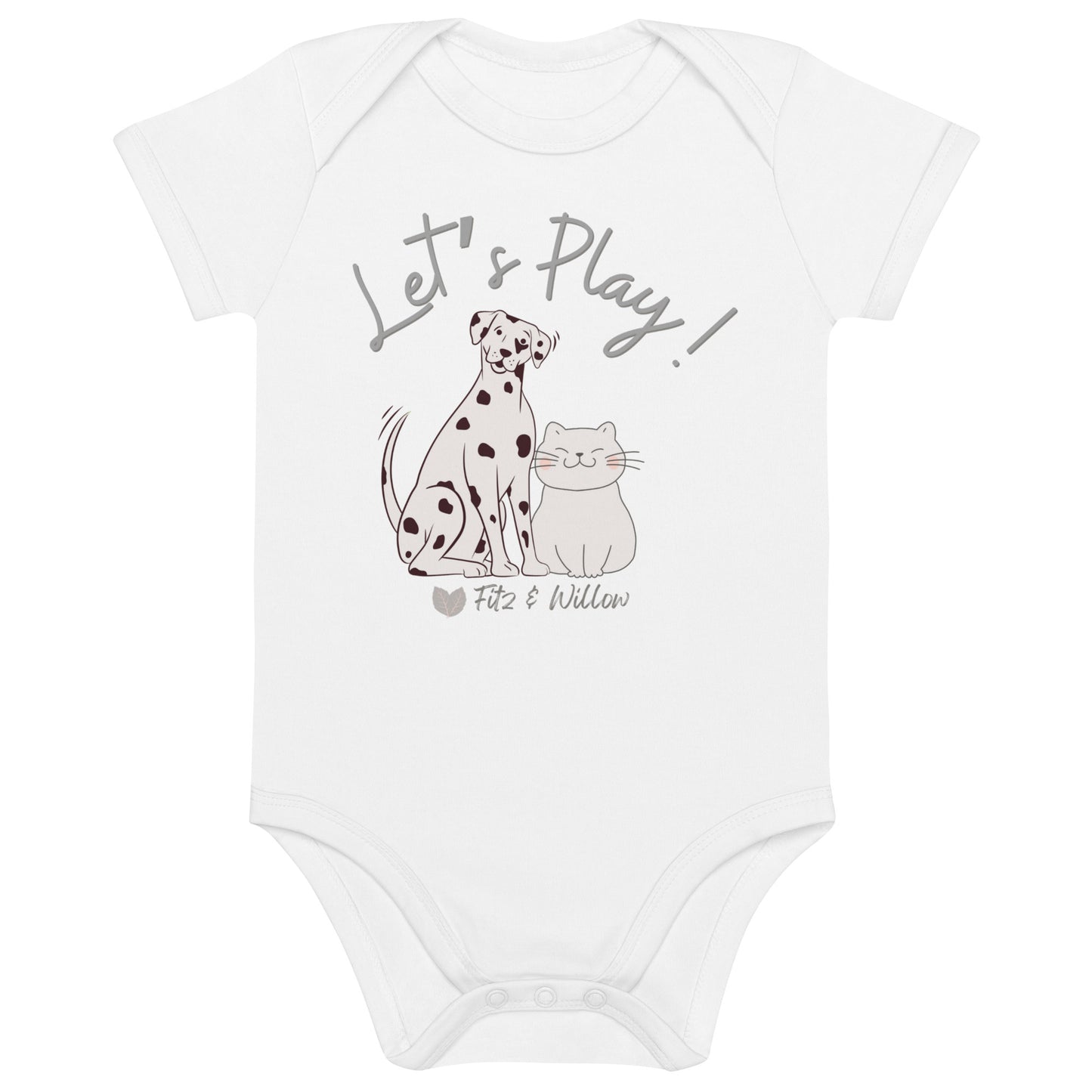 Organic cotton baby bodysuit,  Cat & Dog - Fitz & Willow