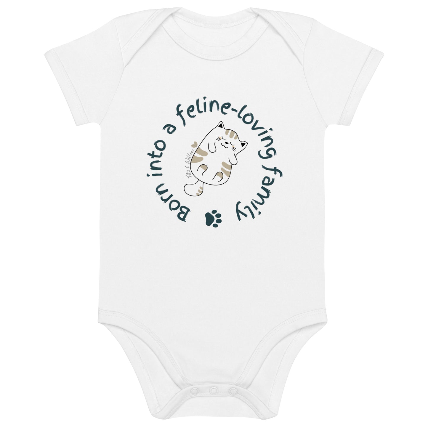 Organic cotton baby onesie, Cat lovers - Fitz & Willow