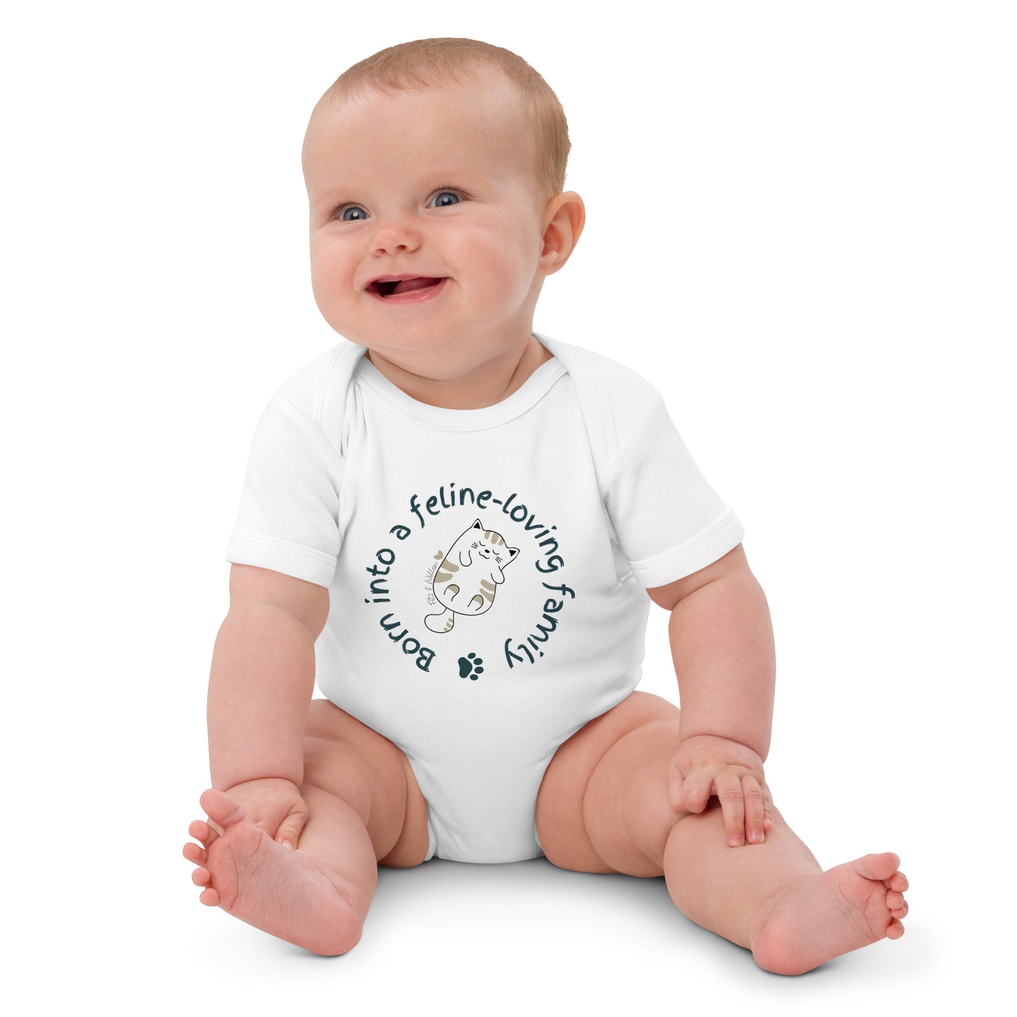 Organic cotton baby onesie, Cat lovers - Fitz & Willow