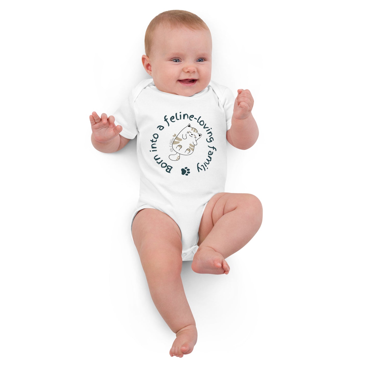 Organic cotton baby onesie, Cat lovers - Fitz & Willow