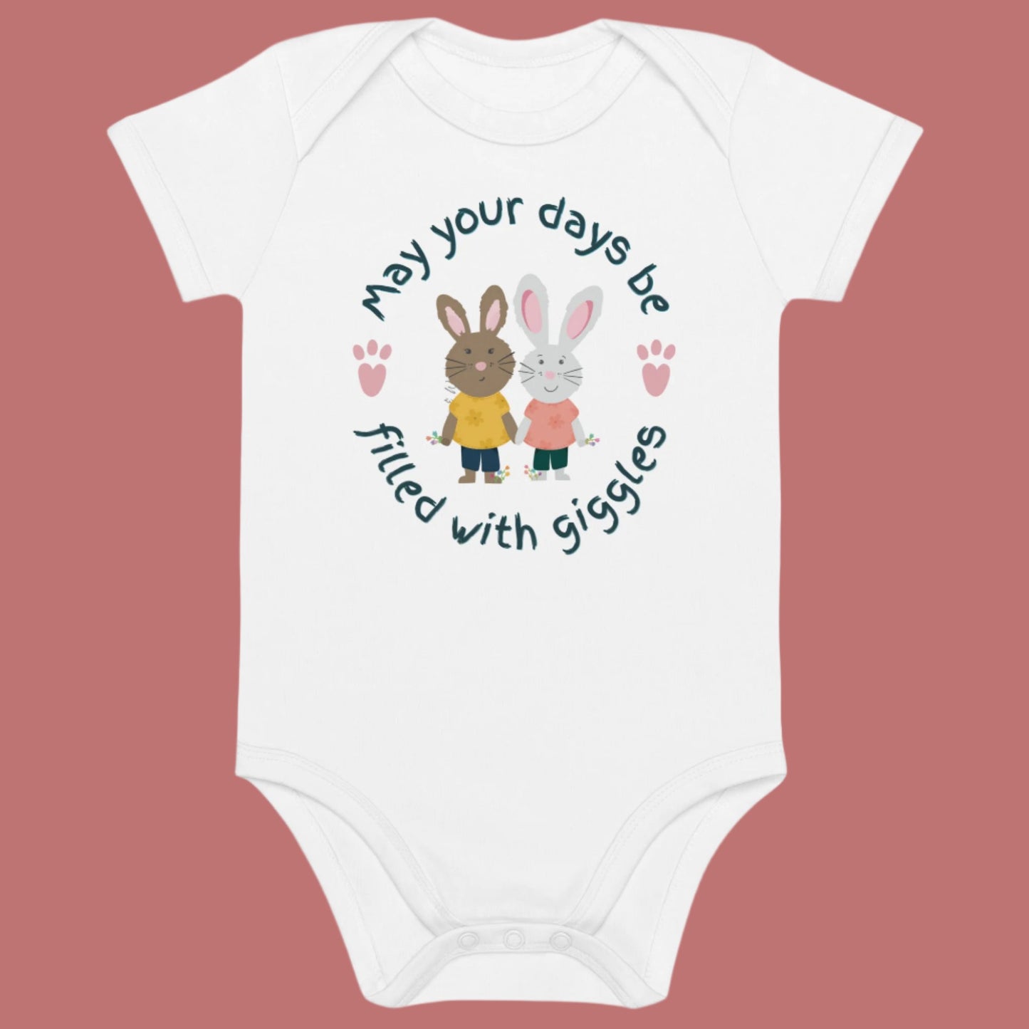 Organic cotton baby bodysuit, Giggles - Fitz & Willow