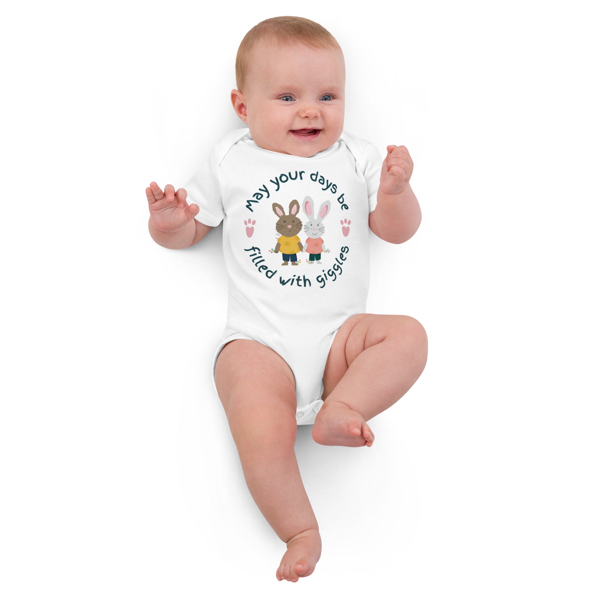 Organic cotton baby bodysuit, Giggles - Fitz & Willow