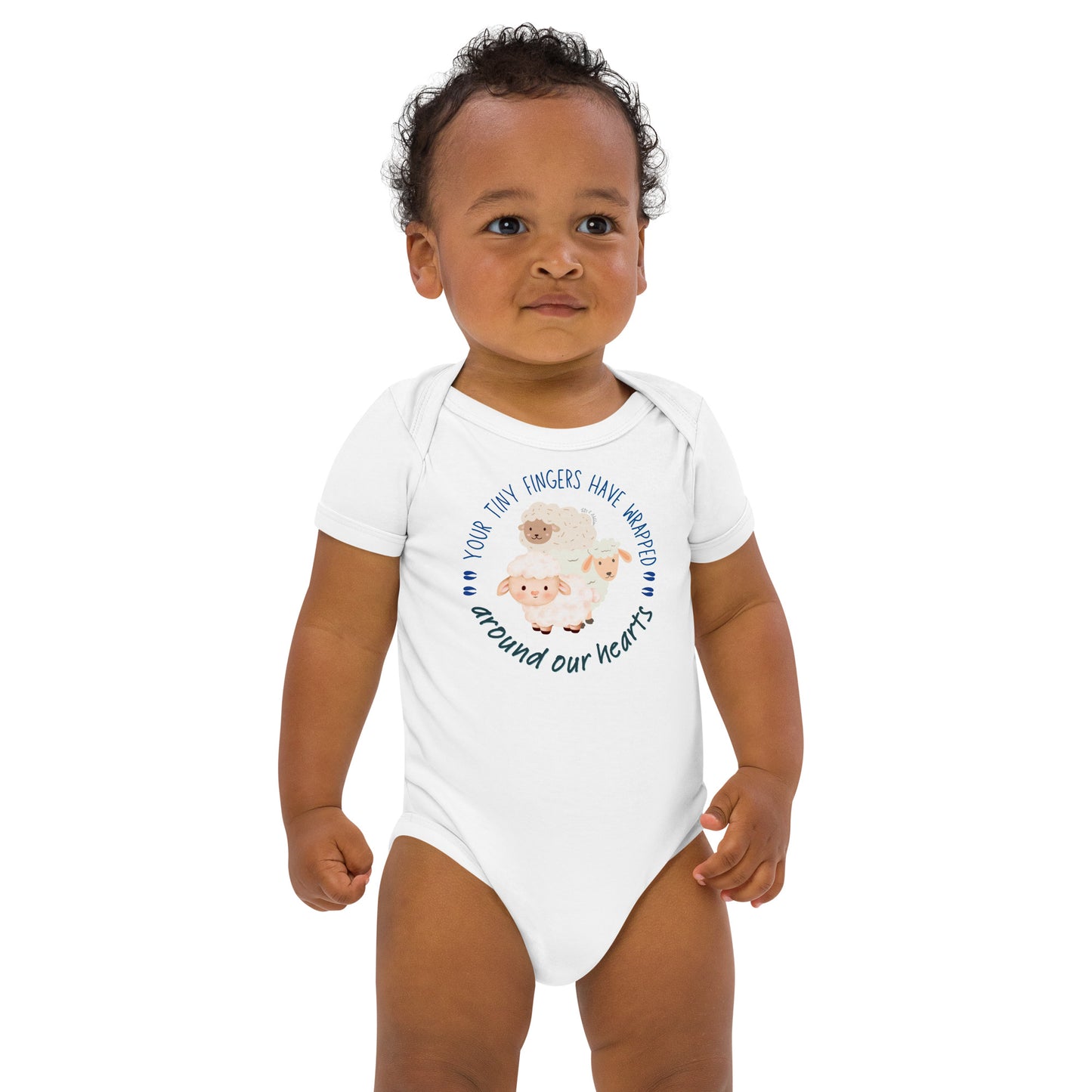 Organic cotton baby bodysuit, Sheep - Fitz & Willow