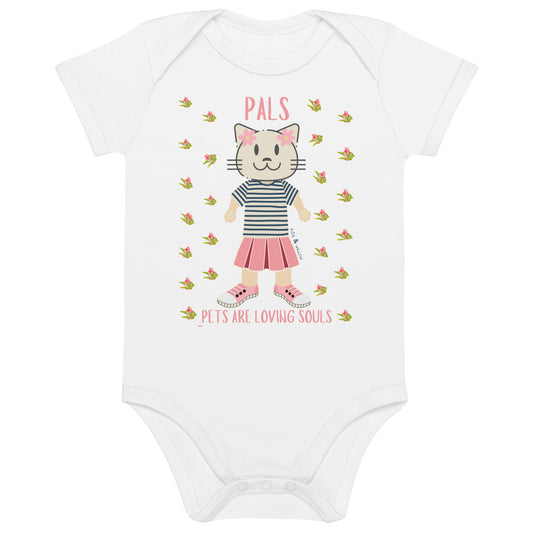 PALS, Cat themed organic cotton baby bodysuit - Fitz & Willow