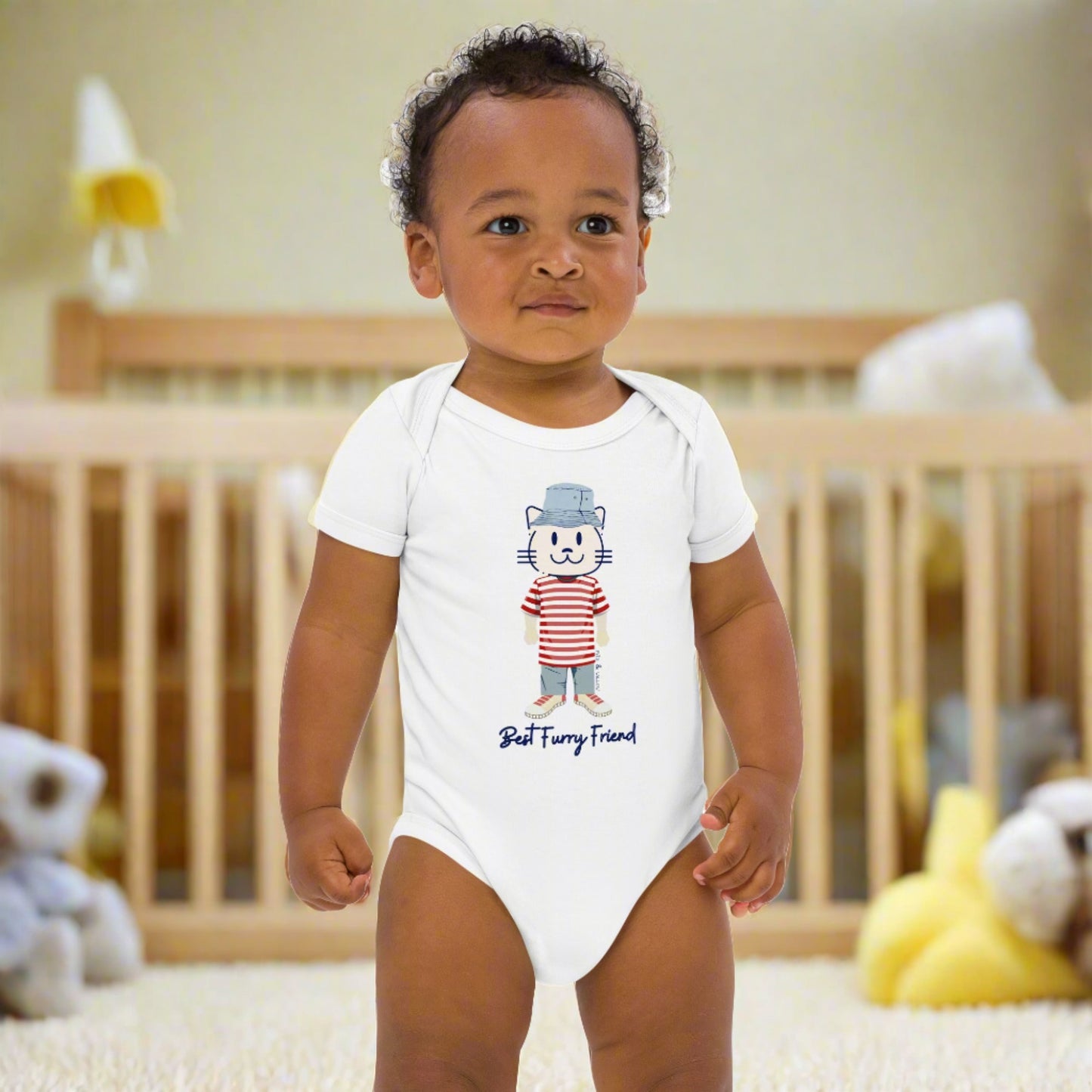 BFF, Cat themed organic newborn bodysuit - Fitz & Willow