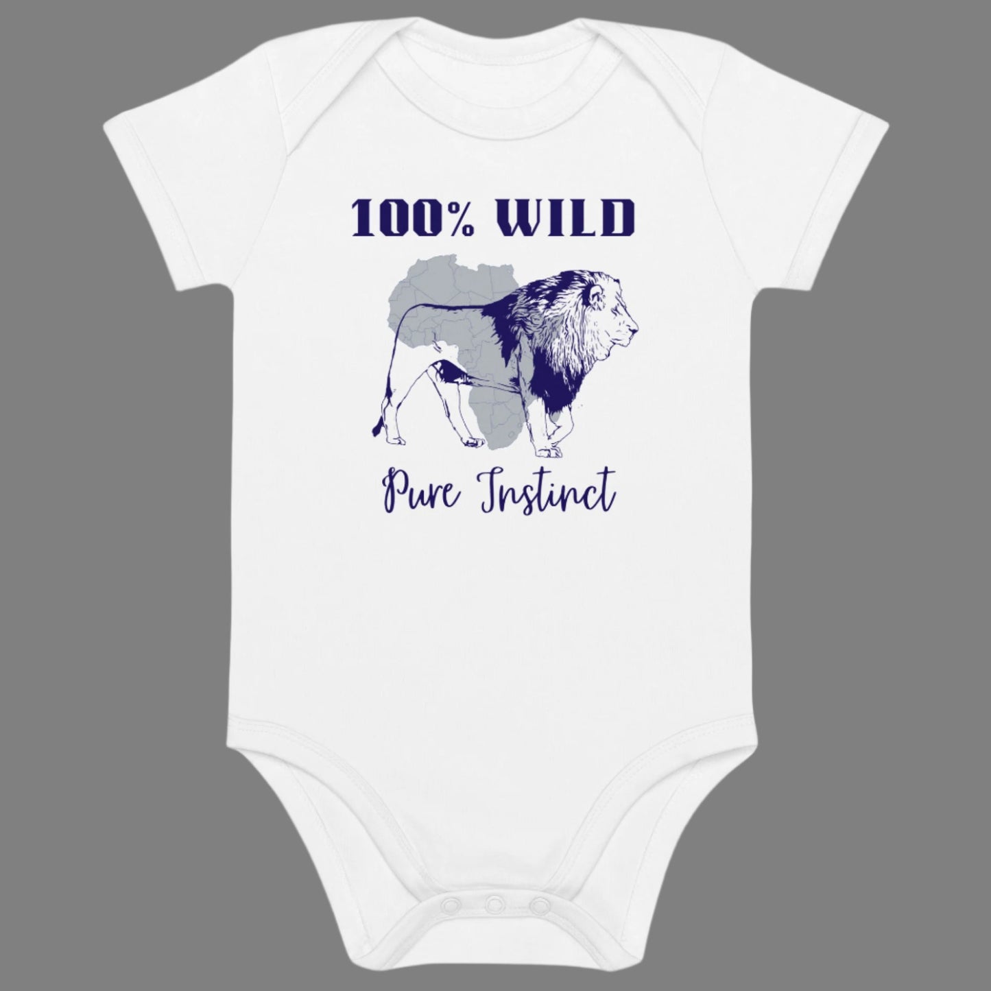 African Lion, Organic cotton newborn shortsleeved  bodysuit - Fitz & Willow