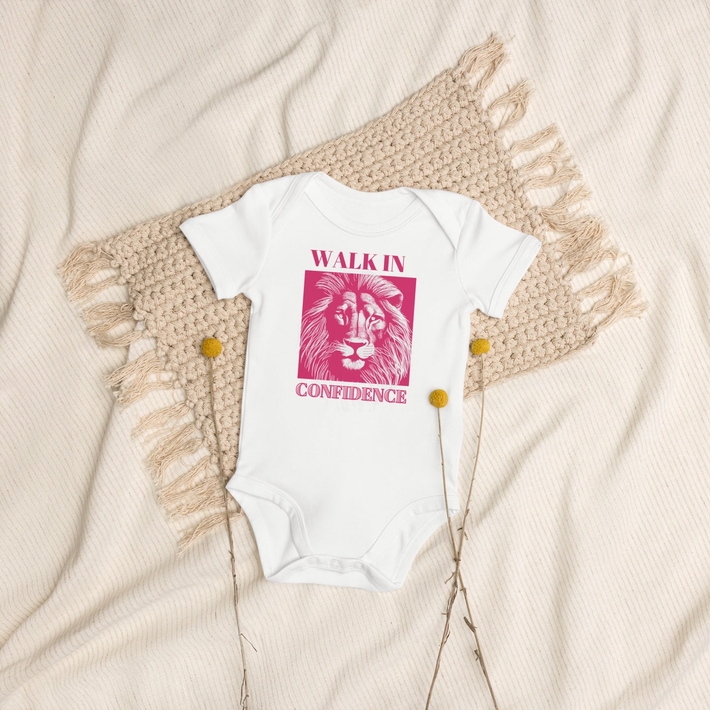 Lion Confidence, Organic cotton newborn shortsleeved bodysuit - Fitz & Willow