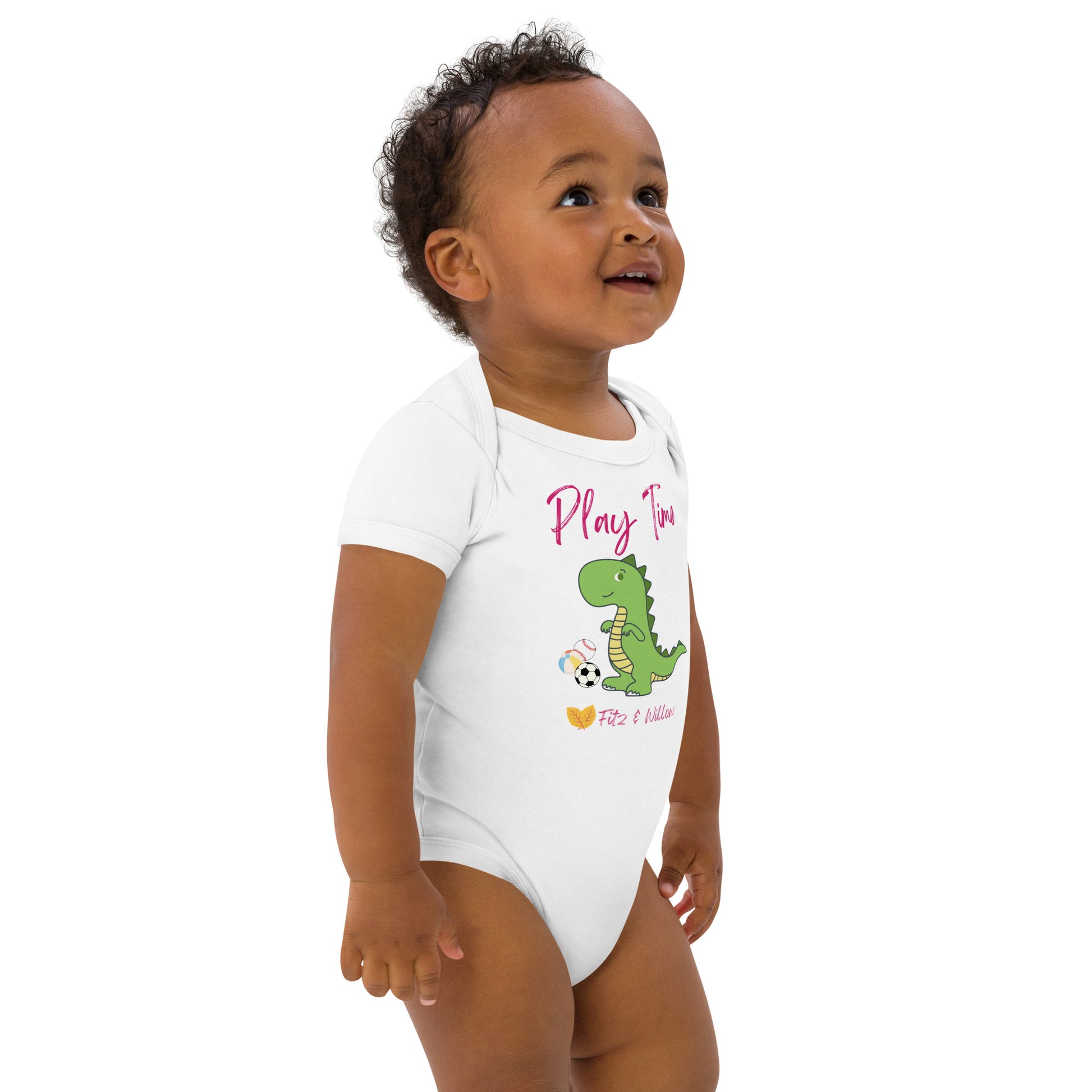 Organic cotton baby bodysuit, dinosaur - Fitz & Willow - Fitz & Willow