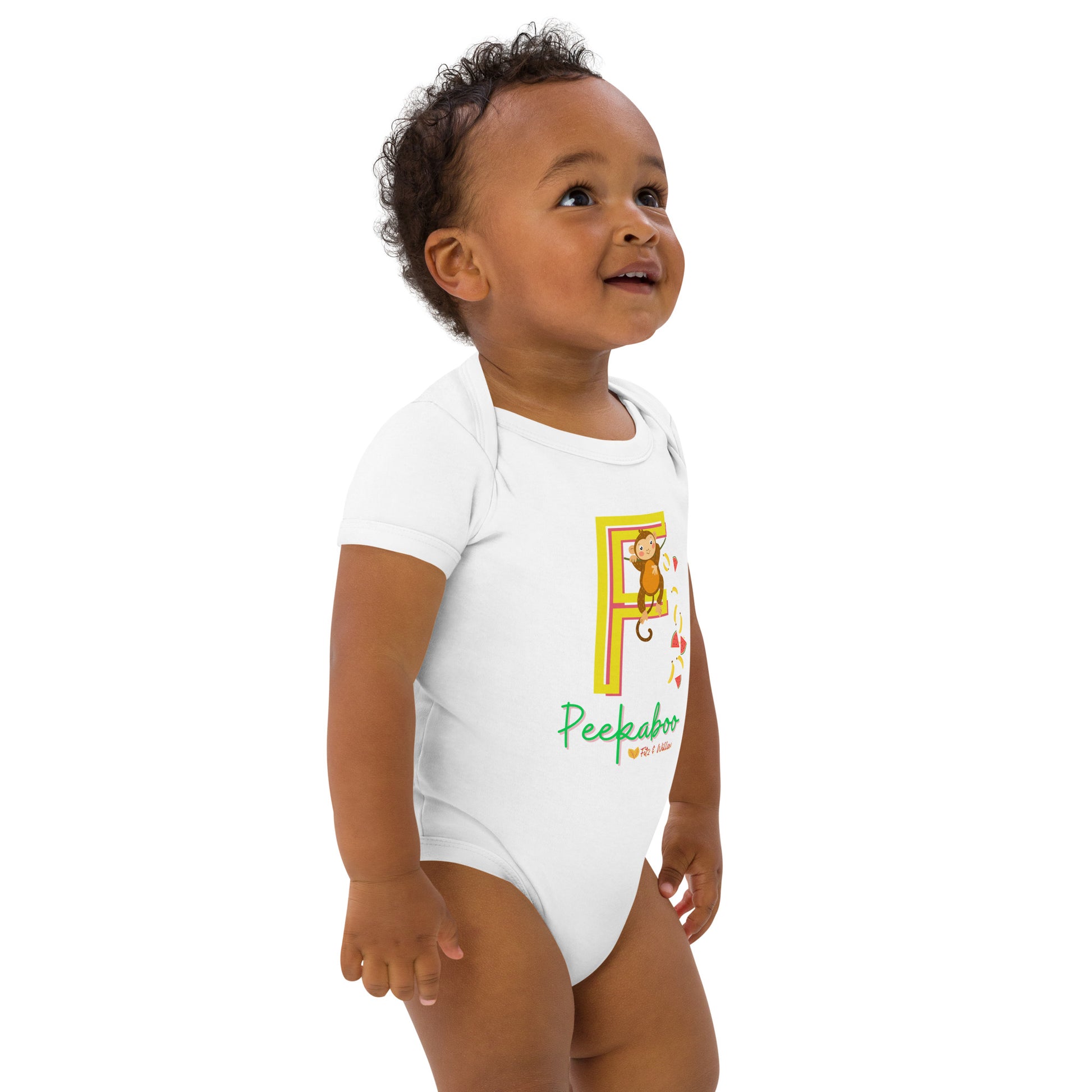 Organic cotton baby bodysuit, Letter F - Fitz & Willow - Fitz & Willow