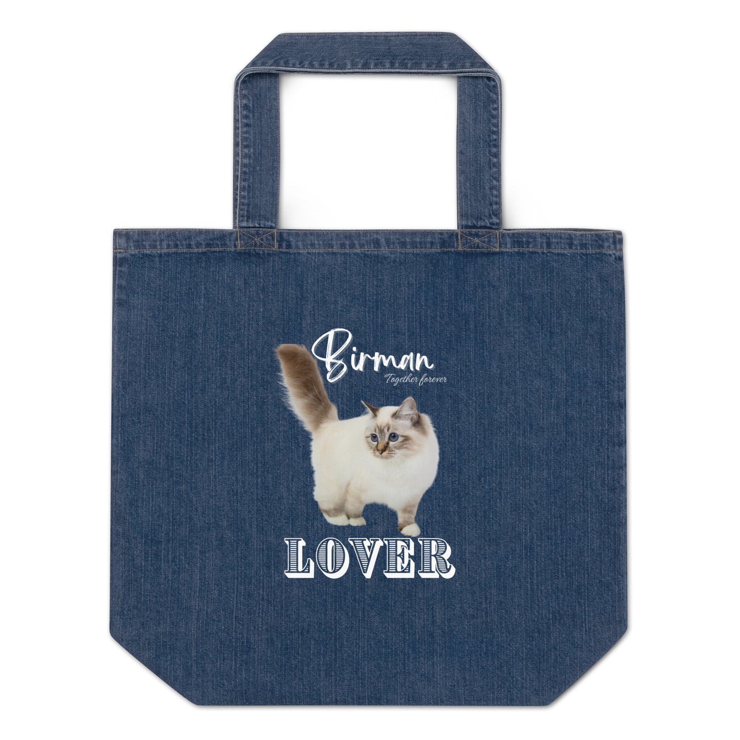 Sustainable denim tote bag, Birman Cat Lover - Fitz & Willow