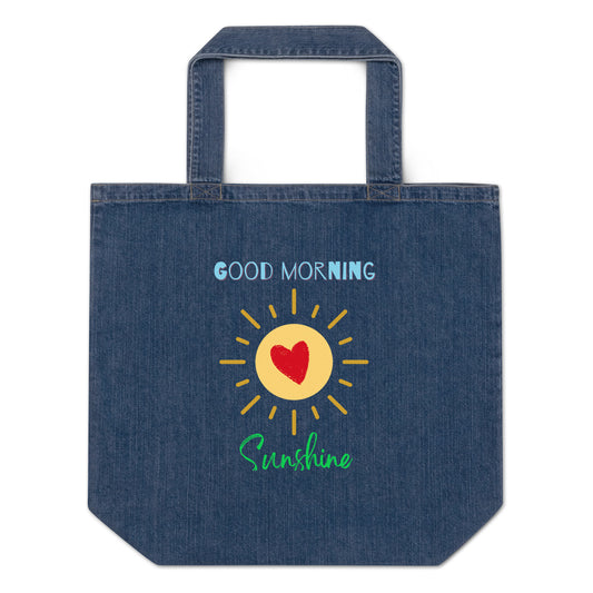 Organic denim tote bag, Good Morning Sunshine - Fitz & Willow