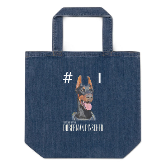 Organic denim tote bag, Doberman Pinscher Lovers - Fitz & Willow