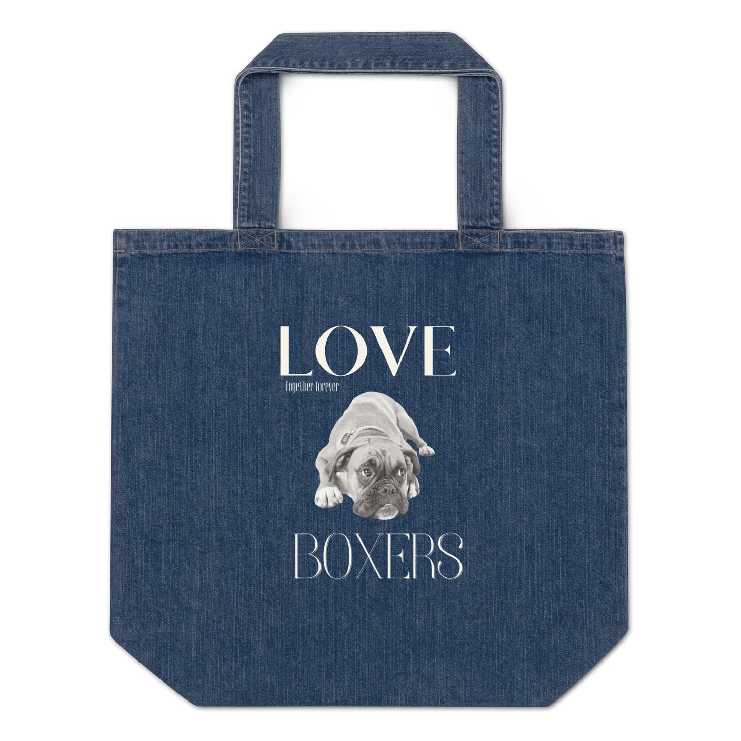 Sustainable and Vegan denim tote bag, Boxer Dog Lovers - Fitz & Willow