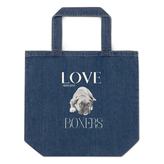 Sustainable and Vegan denim tote bag, Boxer Dog Lovers - Fitz & Willow