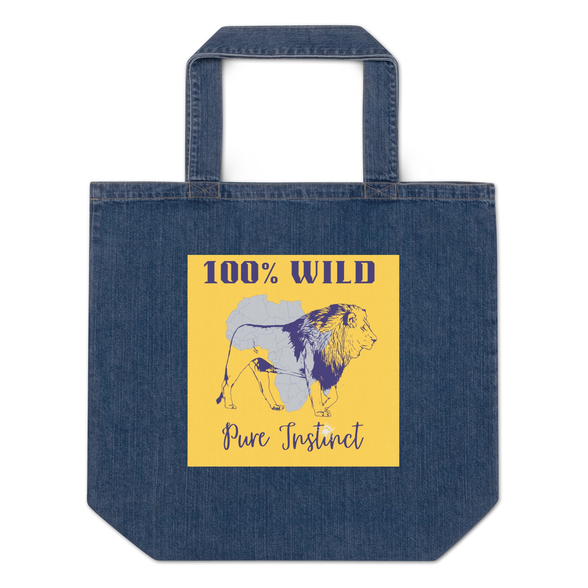 African lion, Sustainable denim tote bag - Fitz & Willow