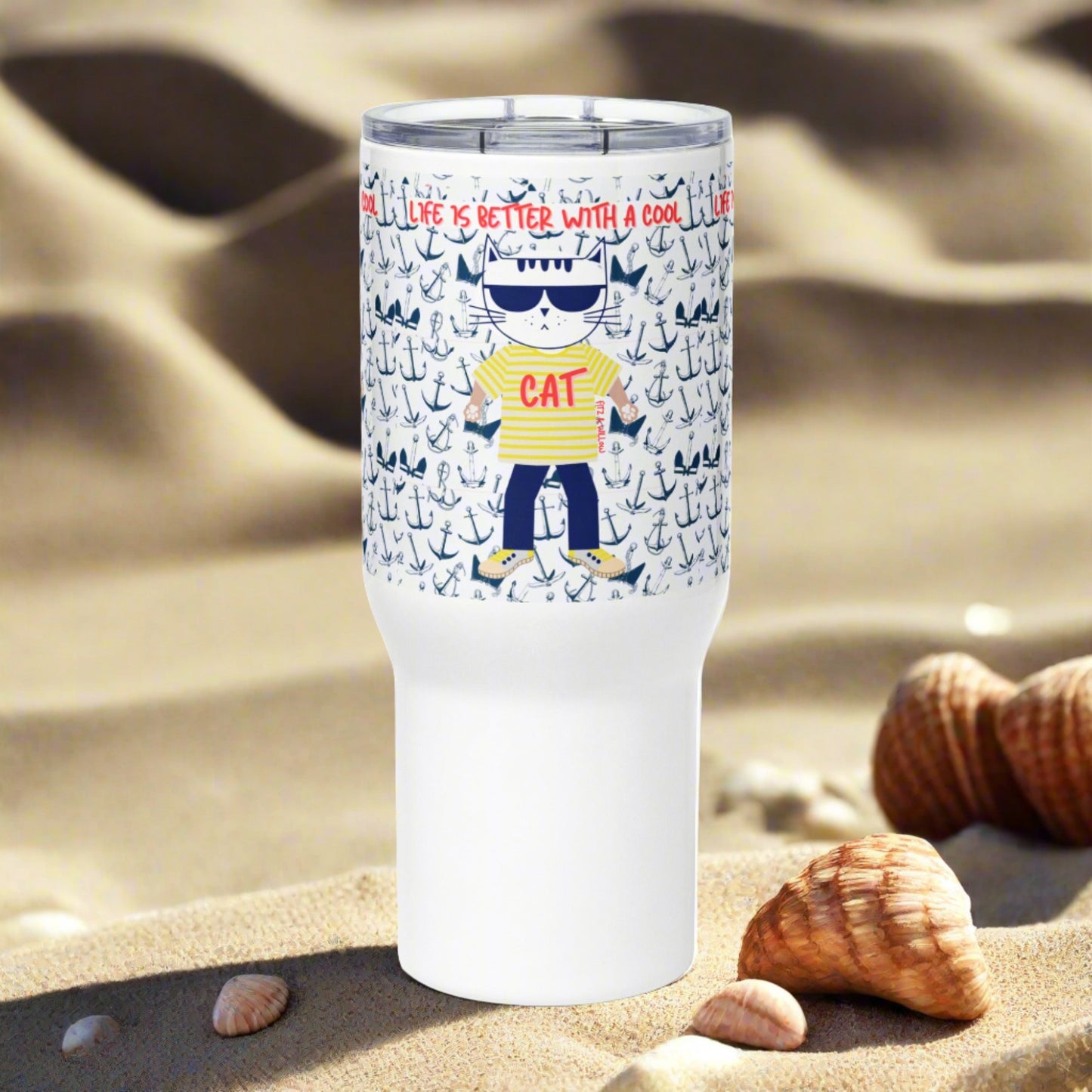 Cool Cat, Travel mug with a handle - Fitz & Willow