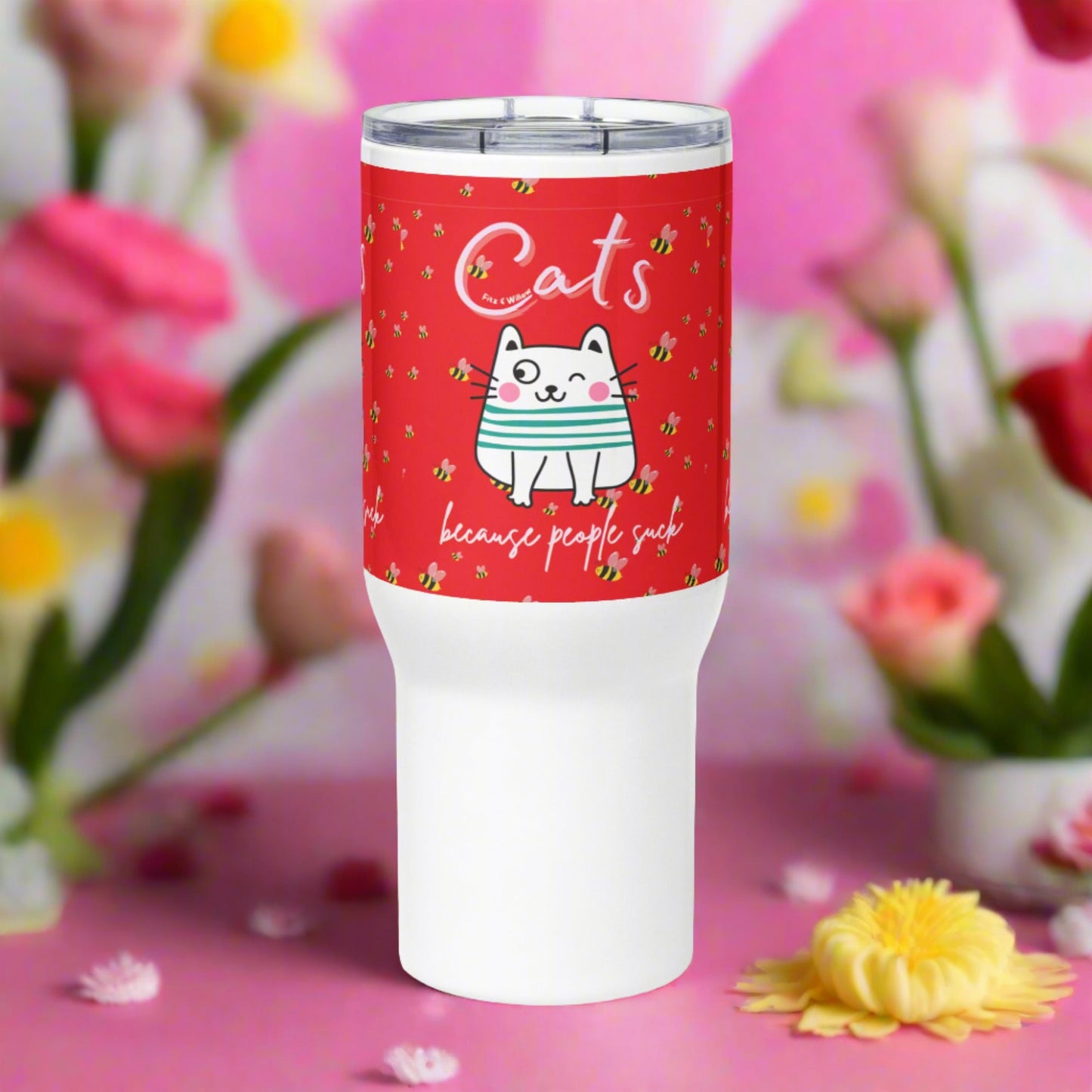 Adorable cat, Travel mug with handle - Fitz & Willow