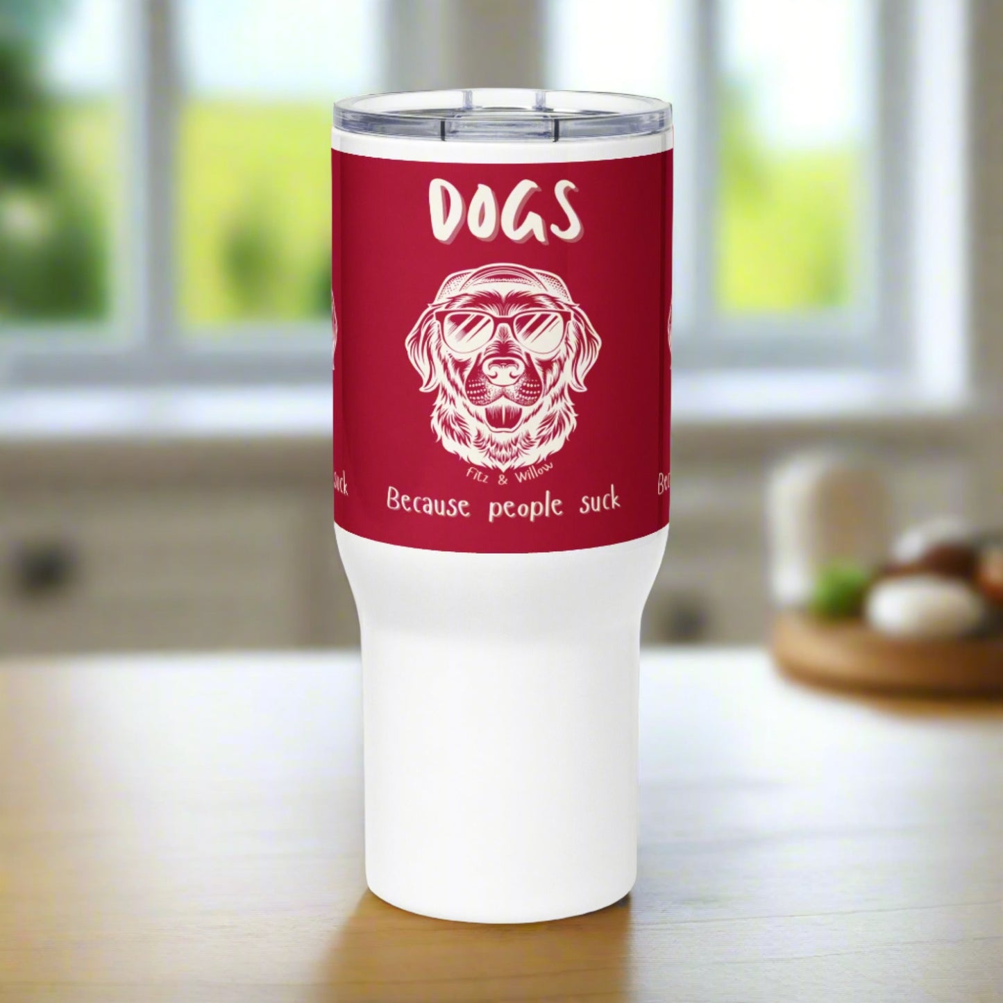 Eco-responsible Travel mug with handle and dog design - Fitz & Willow