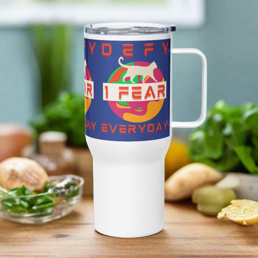 Fearless Cat, Travel mug with handle - Fitz & Willow