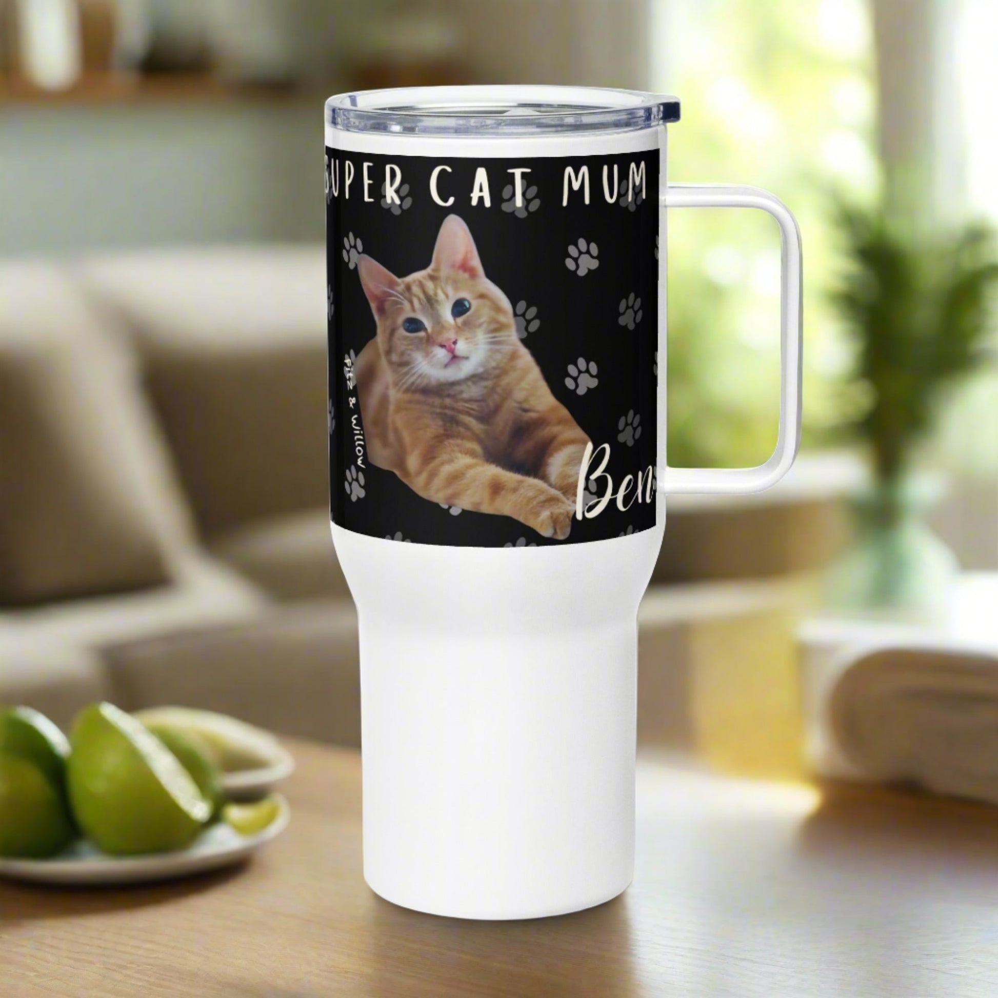 Ben The Red Cat, Travel mug with handle - Fitz & Willow