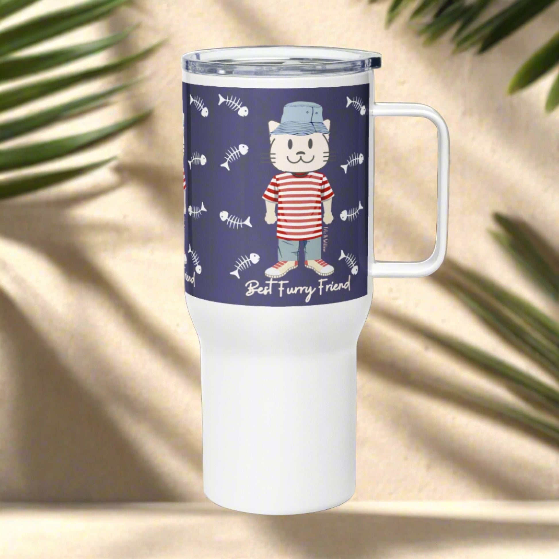 BFF. Cat themed Travel mug with handle - Fitz & Willow