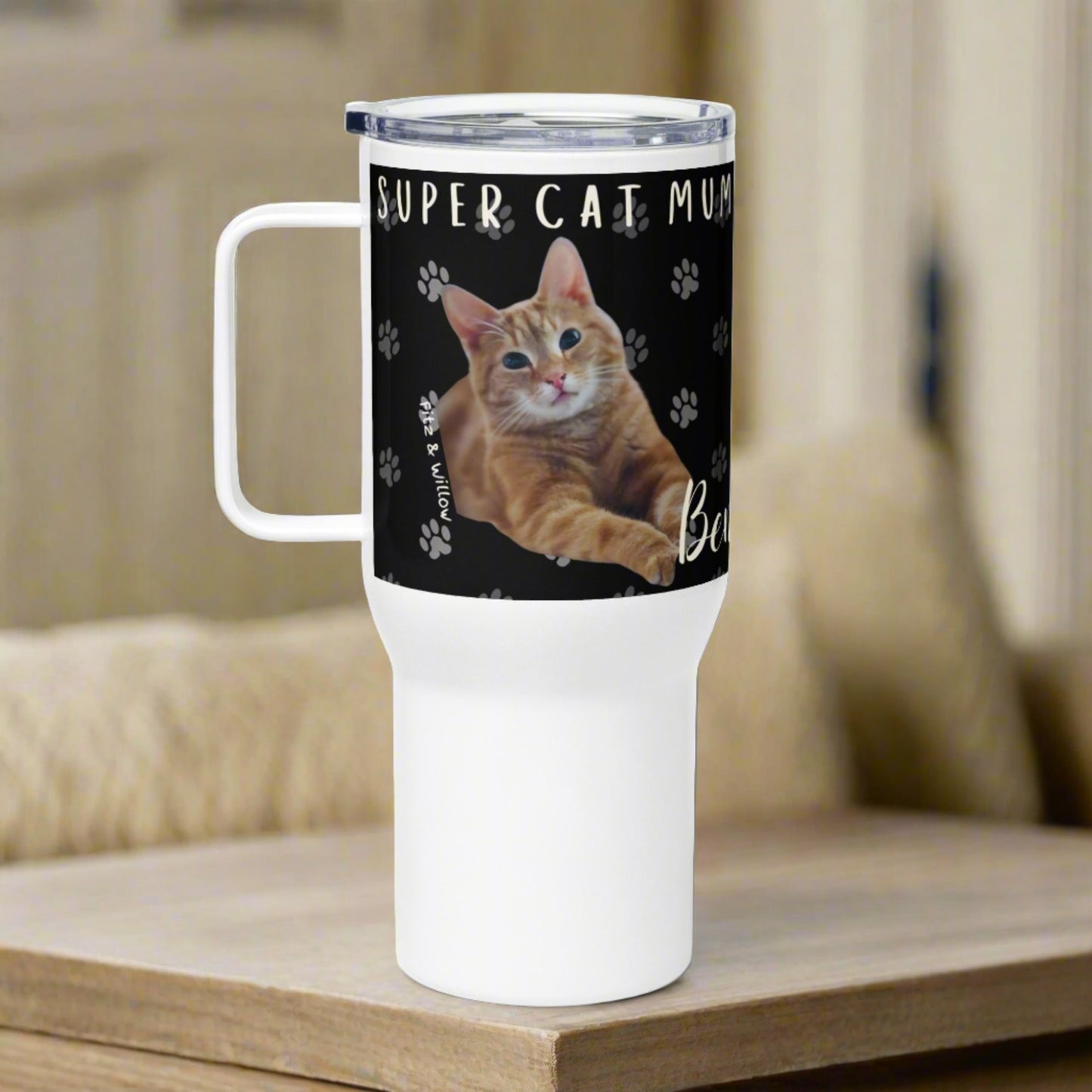 Ben The Red Cat, Travel mug with handle - Fitz & Willow