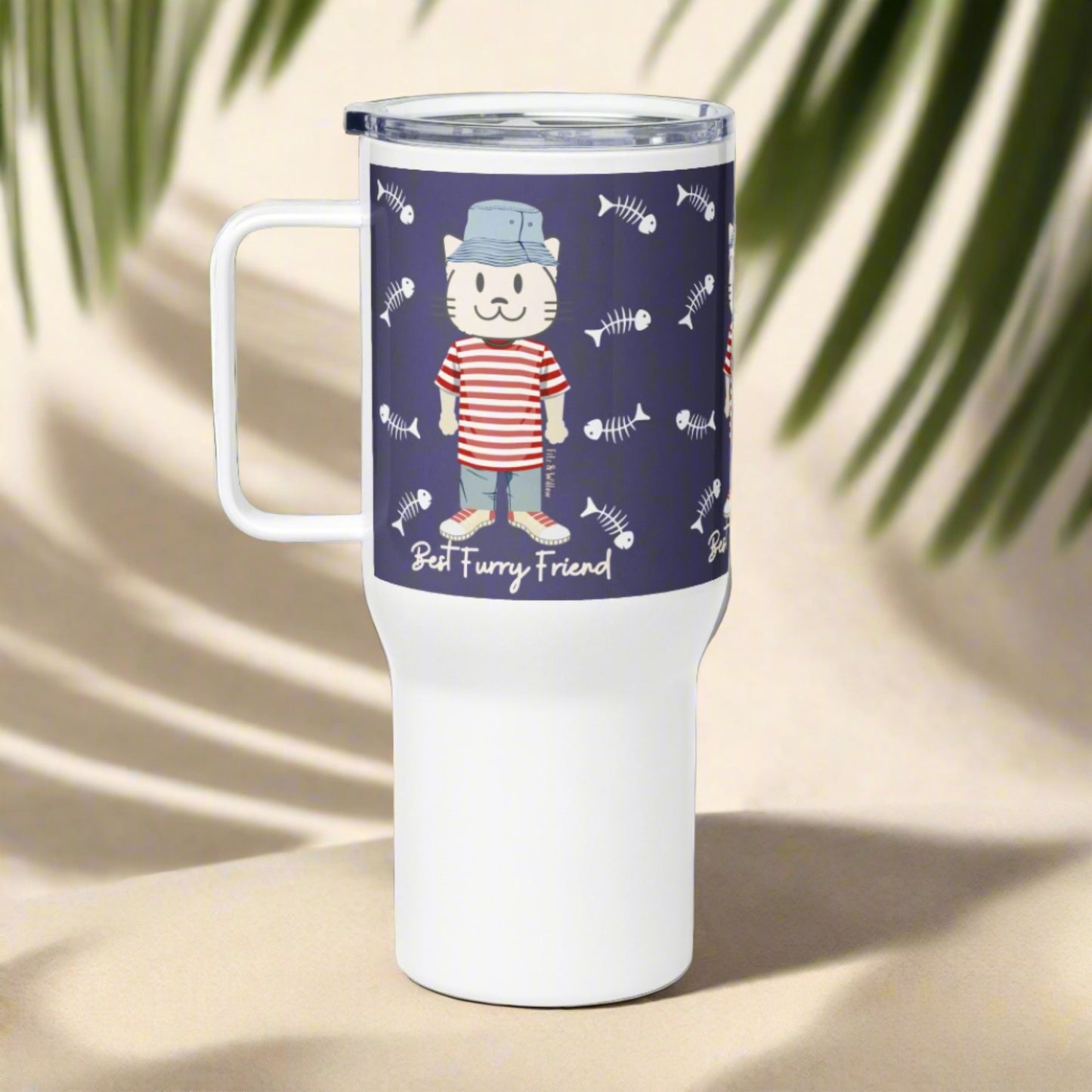 BFF. Cat themed Travel mug with handle - Fitz & Willow