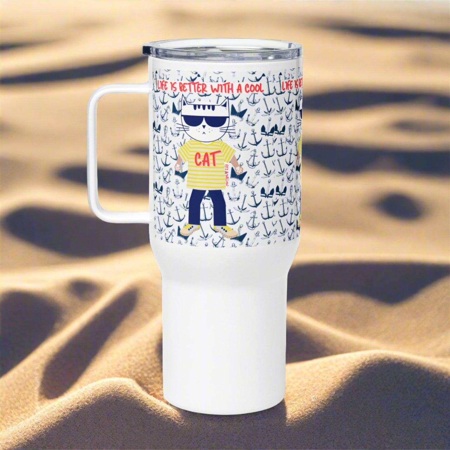 Cool Cat, Travel mug with a handle - Fitz & Willow