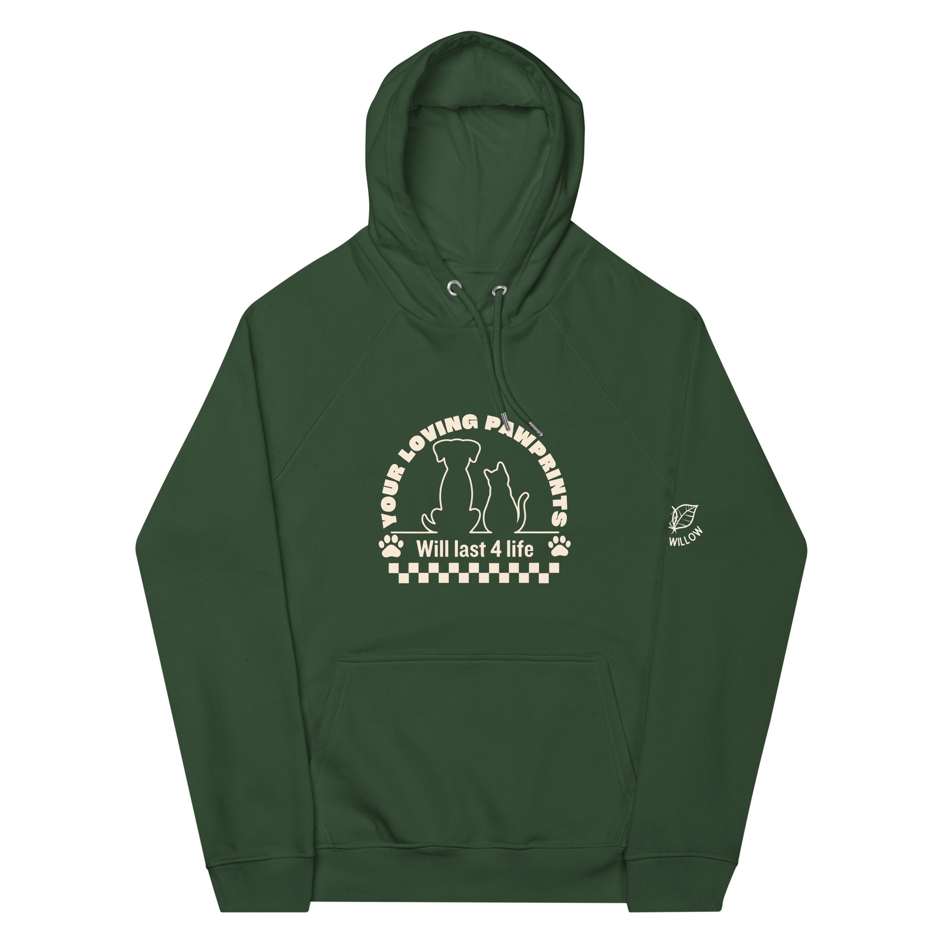 Cat & Dog Pawprints, Unisex eco raglan hoodie - Fitz & Willow