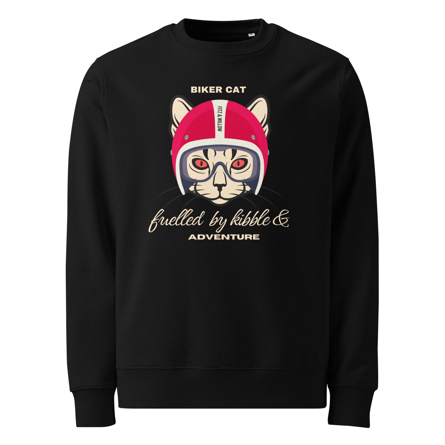 Biker cat, Unisex sustainable sweatshirt - Fitz & Willow