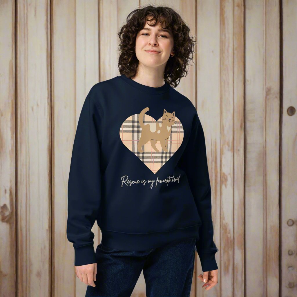 100% Organic Cotton Cat Lover Sweatshirt - Rescue is My Breed - Fitz & Willow