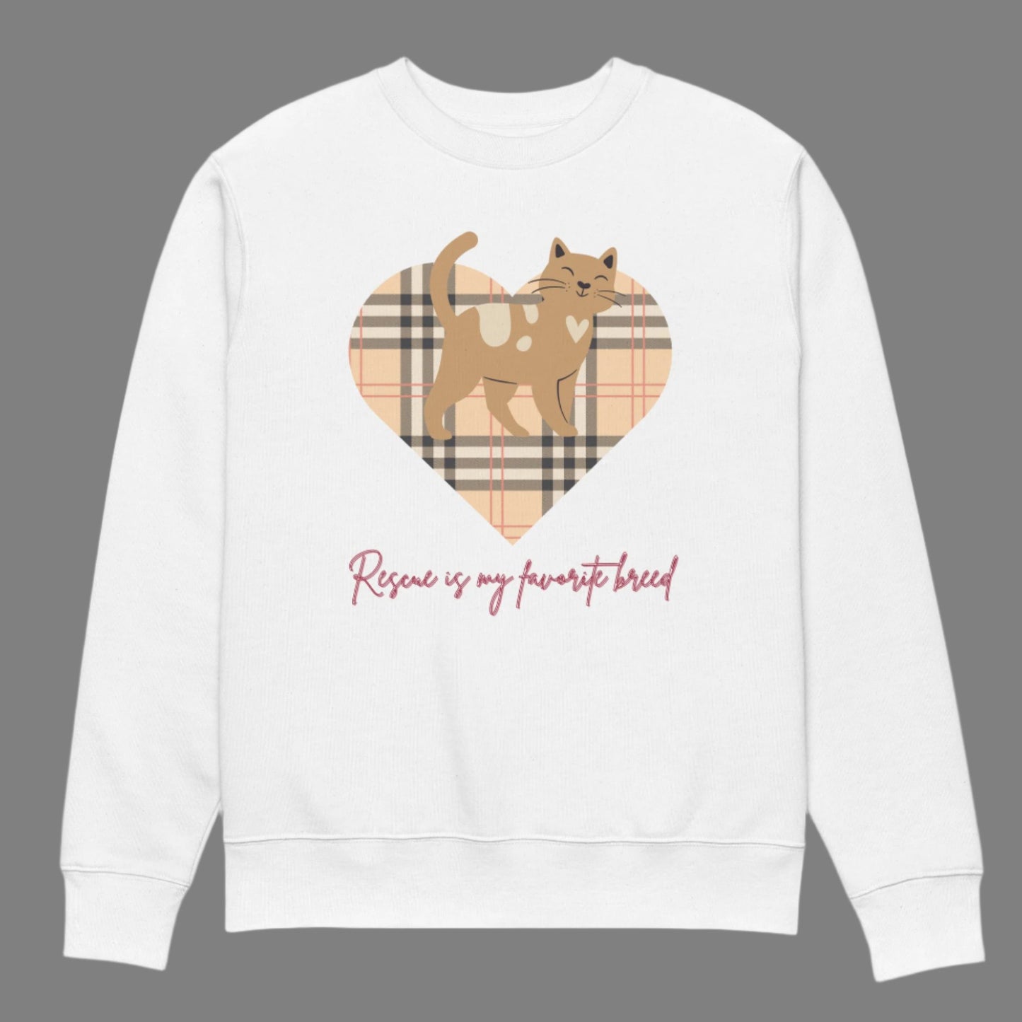 100% Organic Cotton Cat Lover Sweatshirt - Rescue is My Breed - Fitz & Willow