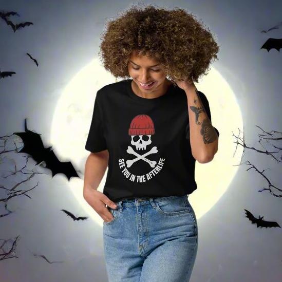 Halloween sustainable tee, Afterlife Scull - Fitz & Willow