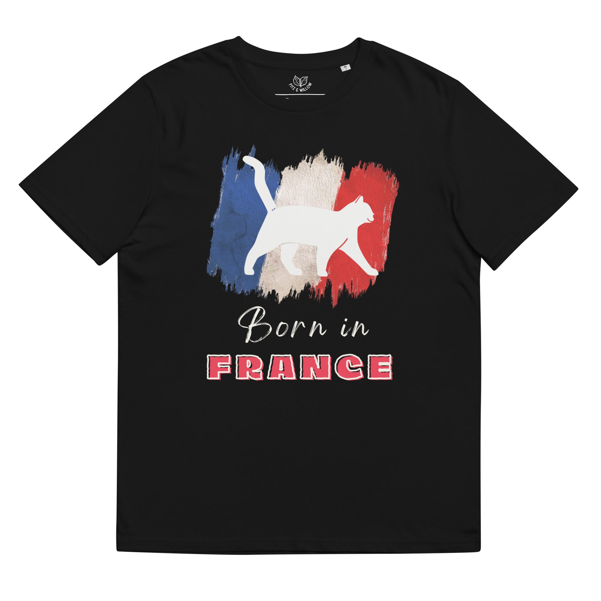 French flag & cat, unisex organic t-shirt - Fitz & Willow