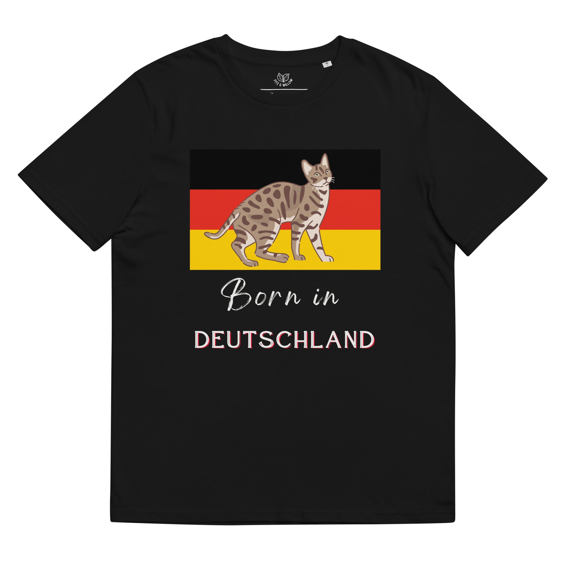 Cat print and Deutschland flag, unisex sustainable t-shirt - Fitz & Willow