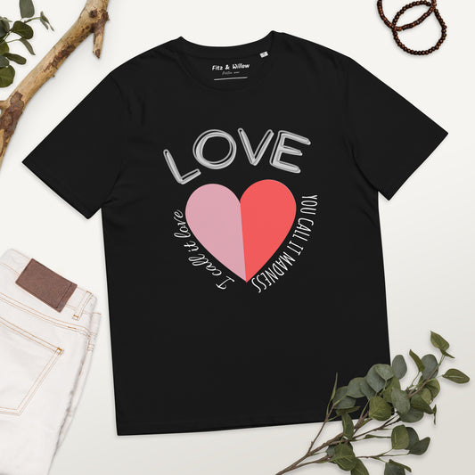 Unisex organic cotton t-shirt Crazy Love - Fitz & Willow