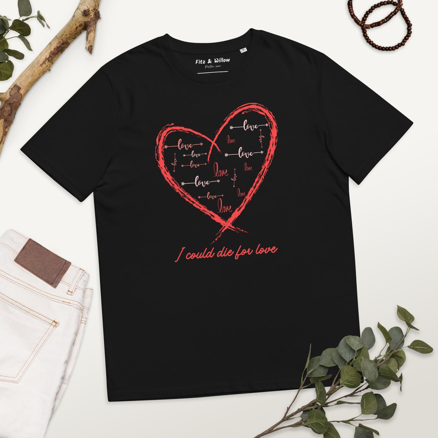 Unisex sustainable t-shirt, Only Love heart - Fitz & Willow