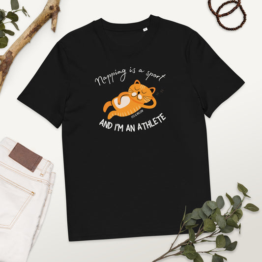 Napping cat, organic cotton t-shirt - Fitz & Willow