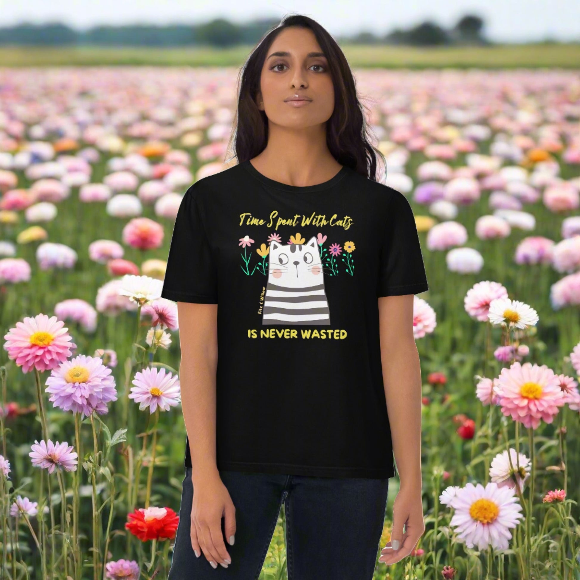 Funny cat women t-shirt, sustainable - Fitz & Willow