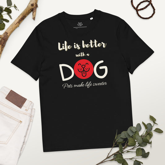 Life is better with a dog, eco friendly, vegan t-shirt - Fitz & Willow