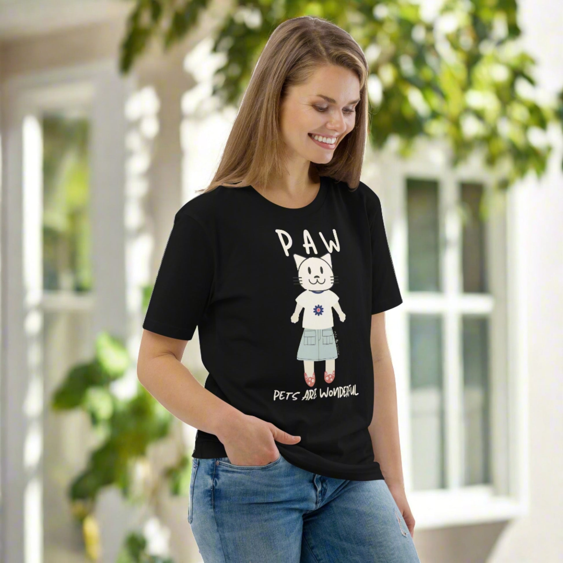 PAW, Cat themed organic t-shirt - Fitz & Willow