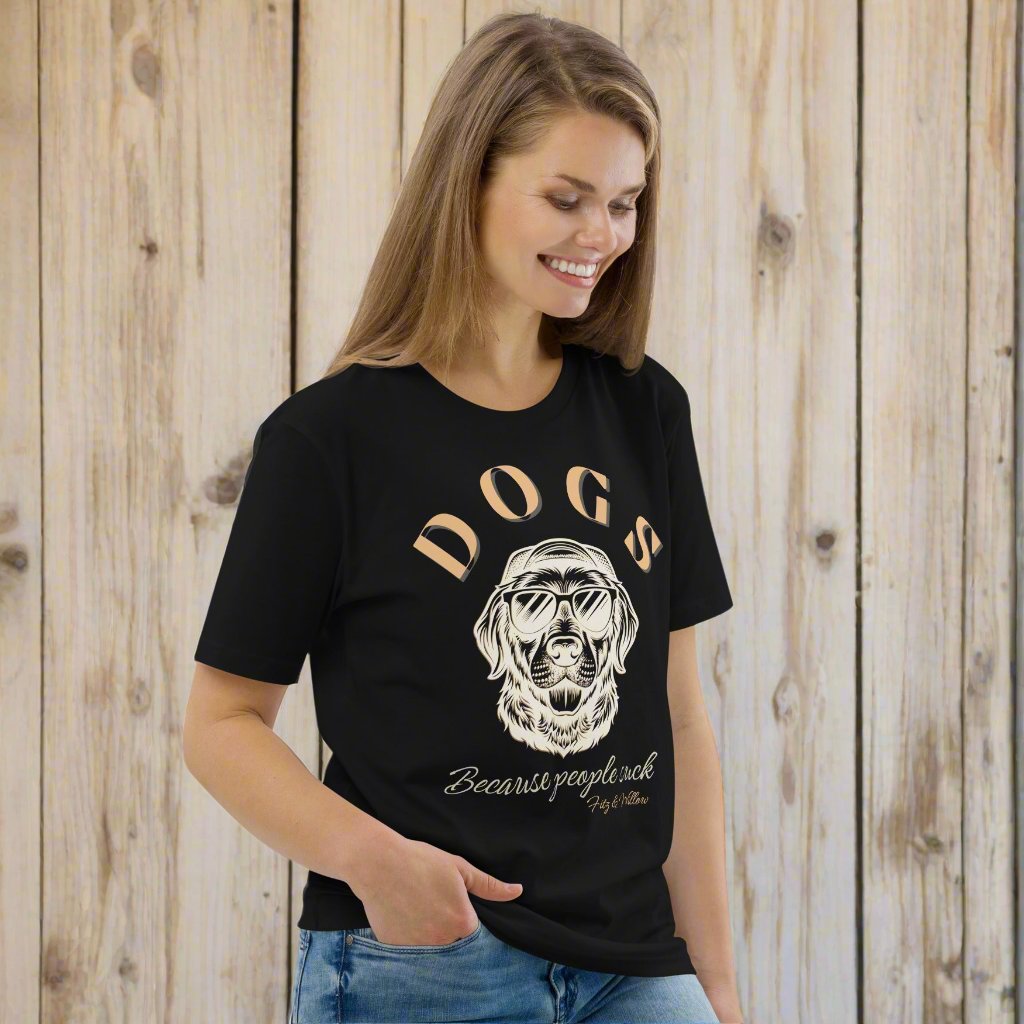 “Dogs Over People” Vegan Organic Cotton T-Shirt for Dog Lovers - Fitz & Willow