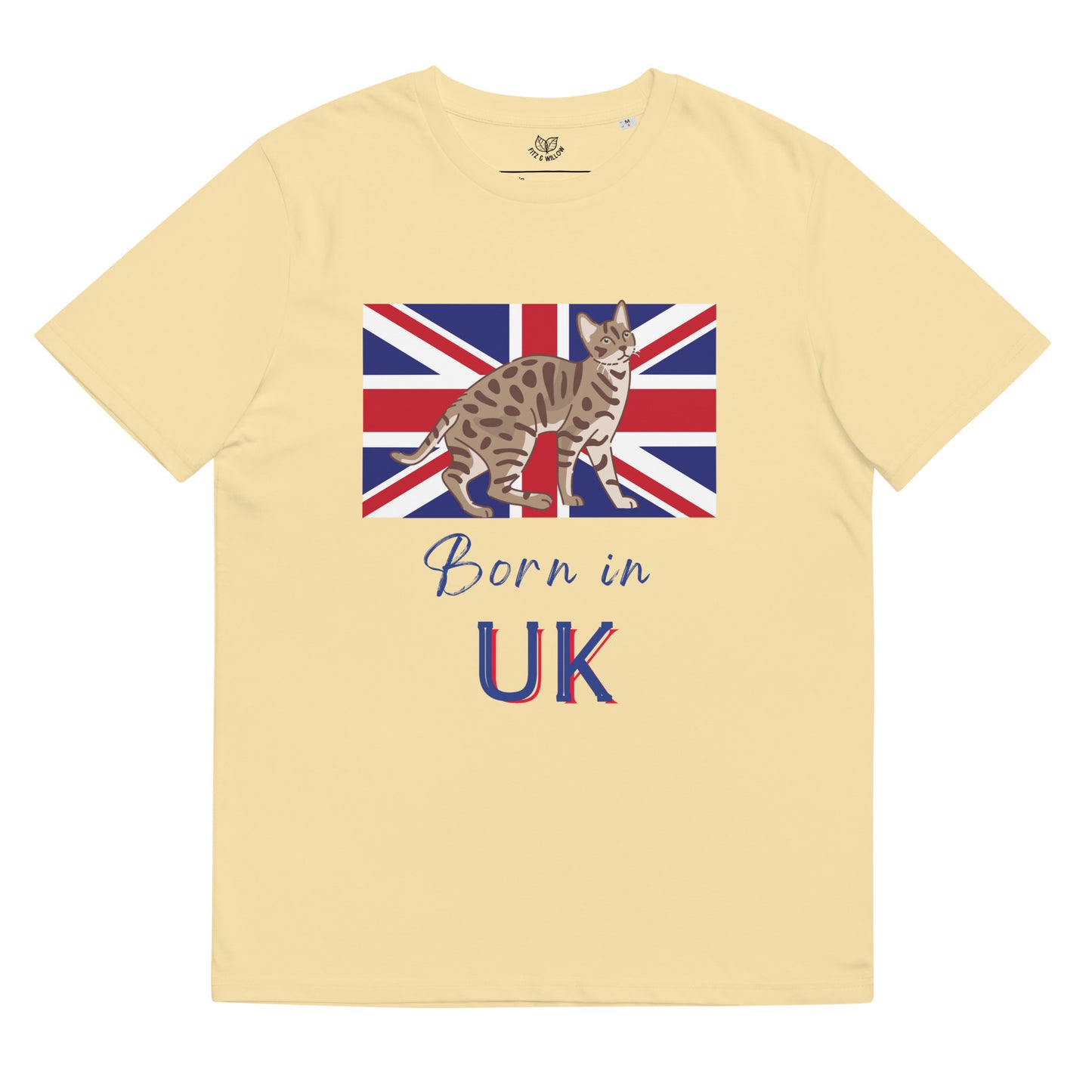 UK flag and cat, Unisex organic t-shirt - Fitz & Willow