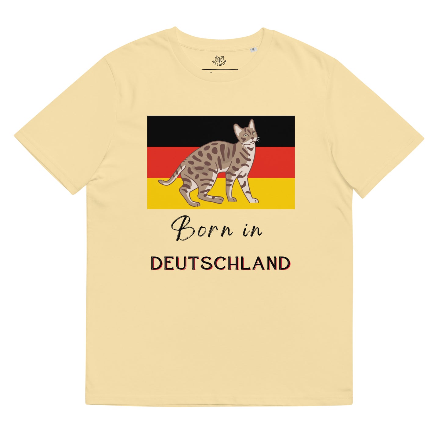 Cat print and Deutschland flag, unisex sustainable t-shirt - Fitz & Willow