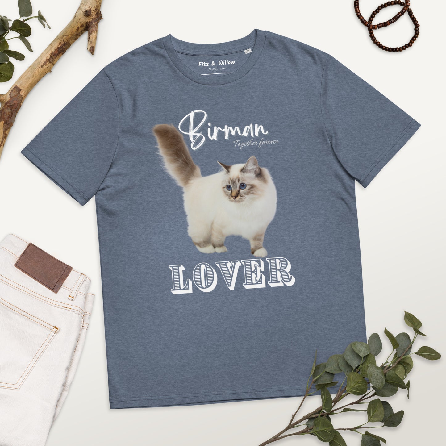 Birman Cat Lover, organic cotton t-shirt. with Birman cat print - Fitz & Willow