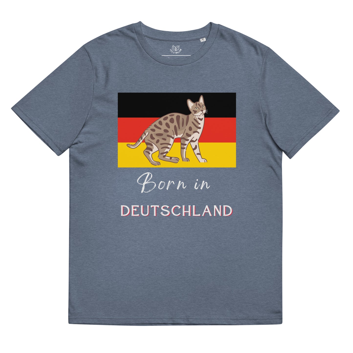 Cat print and Deutschland flag, unisex sustainable t-shirt - Fitz & Willow